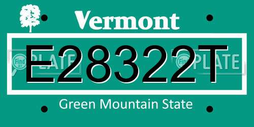 E28322T Vermont License Plate