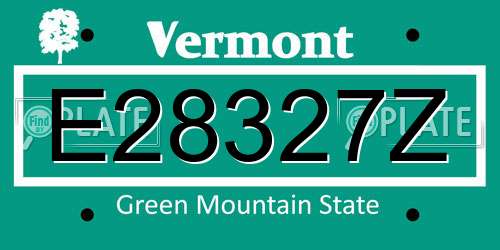 E28327Z Vermont License Plate
