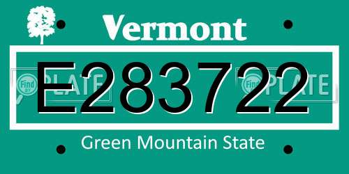 E283722 Vermont License Plate