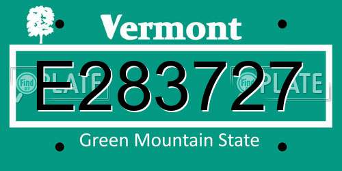 E283727 Vermont License Plate