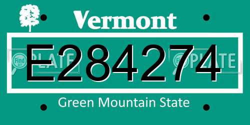 E284274 Vermont License Plate