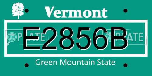 E2856B Vermont License Plate