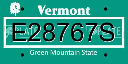 E28767S Vermont License Plate