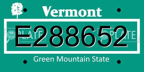 E288652 Vermont License Plate