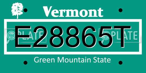 E28865T Vermont License Plate