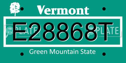 E28868T Vermont License Plate