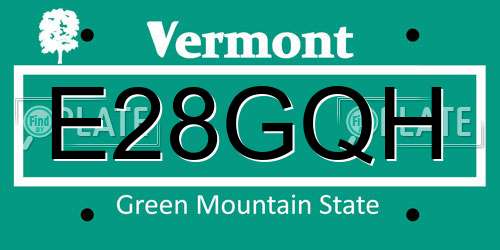 E28GQH Vermont License Plate