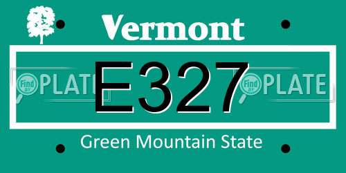 E327 Vermont License Plate