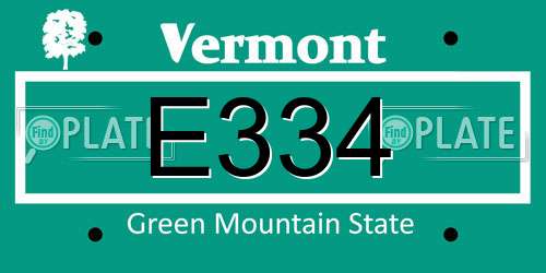 E334 Vermont License Plate
