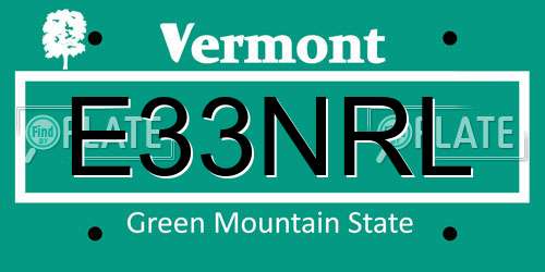 E33NRL Vermont License Plate