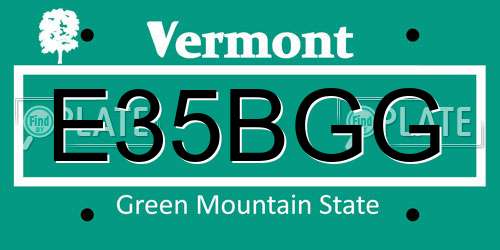 E35BGG Vermont License Plate