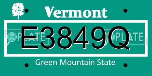 E3849Q Vermont License Plate