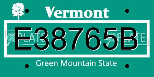 E38765B Vermont License Plate