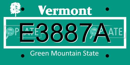 E3887A Vermont License Plate
