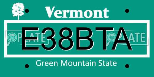 E38BTA Vermont License Plate