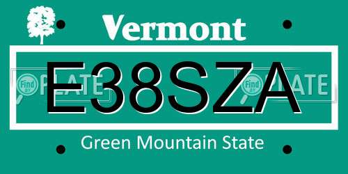 E38SZA Vermont License Plate