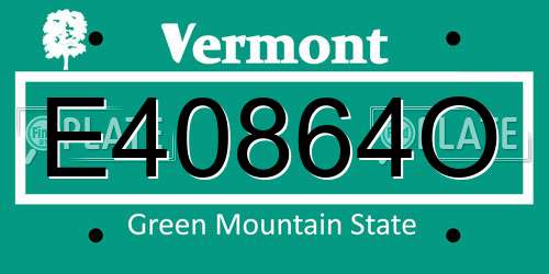 E40864O Vermont License Plate