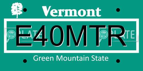 E40MTR Vermont License Plate
