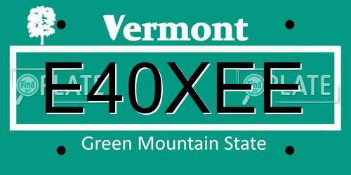 E40XEE Vermont License Plate