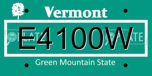 E4100W Vermont License Plate