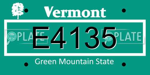 E4135 Vermont License Plate