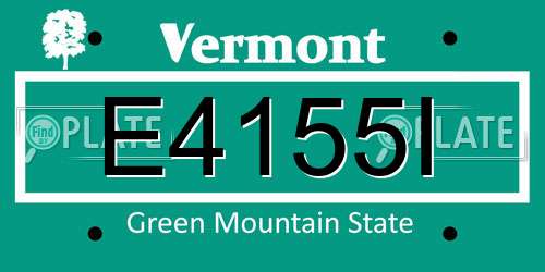 E4155I Vermont License Plate
