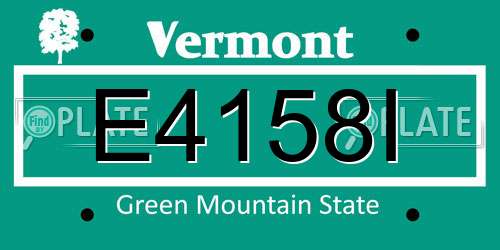 E4158I Vermont License Plate