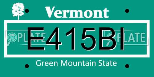 E415BI Vermont License Plate