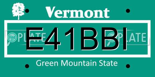E41BBI Vermont License Plate