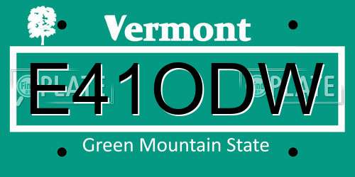 E41ODW Vermont License Plate