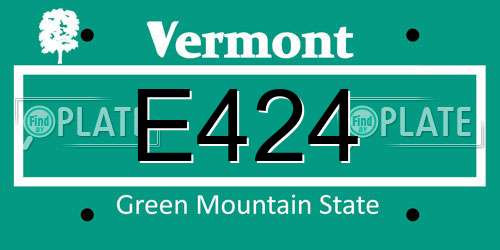 E424 Vermont License Plate