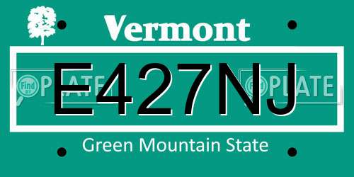 E427NJ Vermont License Plate