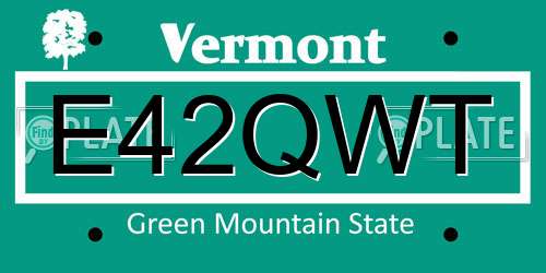 E42QWT Vermont License Plate
