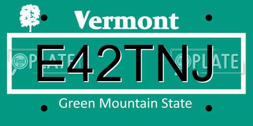 E42TNJ Vermont License Plate