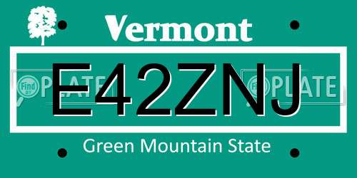 E42ZNJ Vermont License Plate