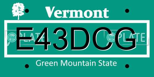 E43DCG Vermont License Plate