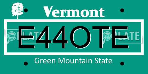 E44OTE Vermont License Plate