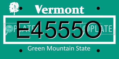 E4555O Vermont License Plate