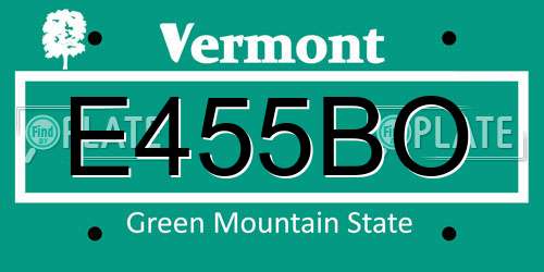 E455BO Vermont License Plate