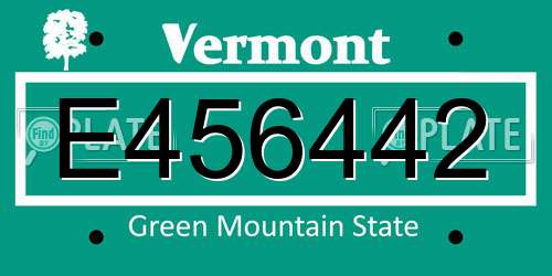 E456442 Vermont License Plate
