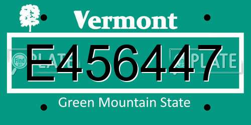 E456447 Vermont License Plate