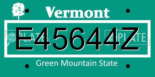 E45644Z Vermont License Plate