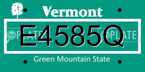 E4585Q Vermont License Plate