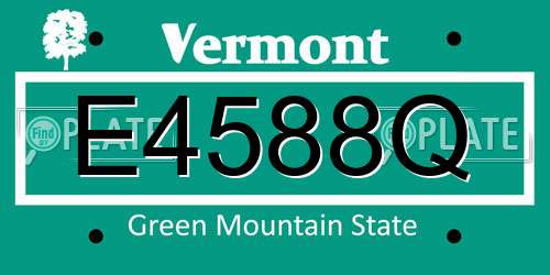 E4588Q Vermont License Plate