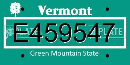 E459547 Vermont License Plate