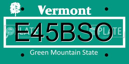 E45BSO Vermont License Plate