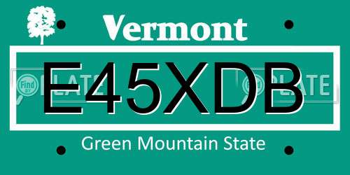 E45XDB Vermont License Plate