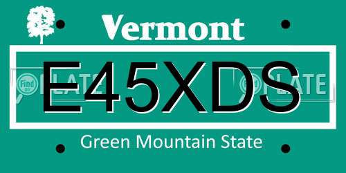 E45XDS Vermont License Plate