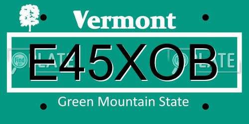 E45XOB Vermont License Plate