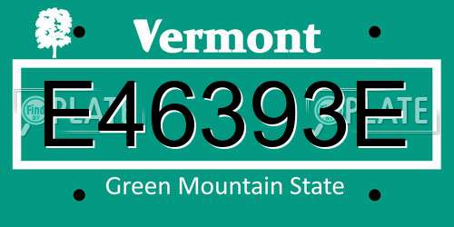 E46393E Vermont License Plate